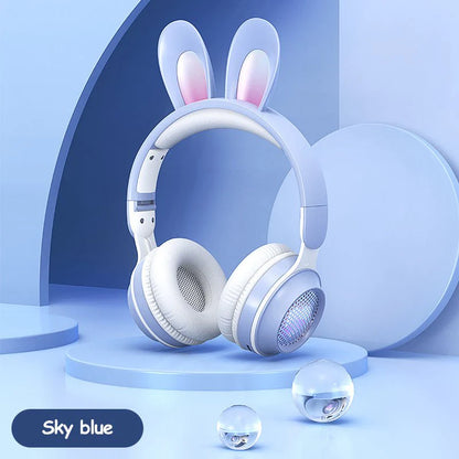 New Rabbit Ear Headphones Wireless Luminous Extendable Wheat Headphones