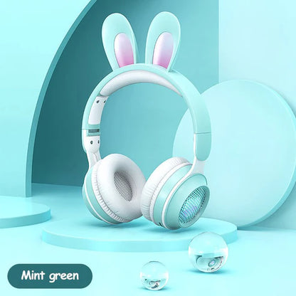 New Rabbit Ear Headphones Wireless Luminous Extendable Wheat Headphones