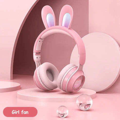 New Rabbit Ear Headphones Wireless Luminous Extendable Wheat Headphones