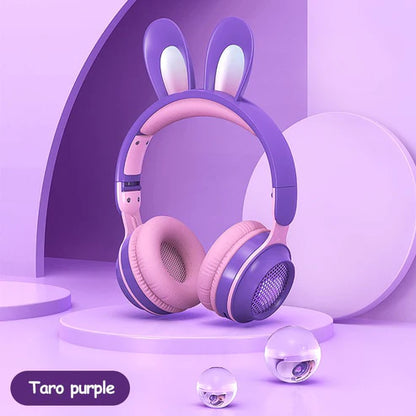 New Rabbit Ear Headphones Wireless Luminous Extendable Wheat Headphones